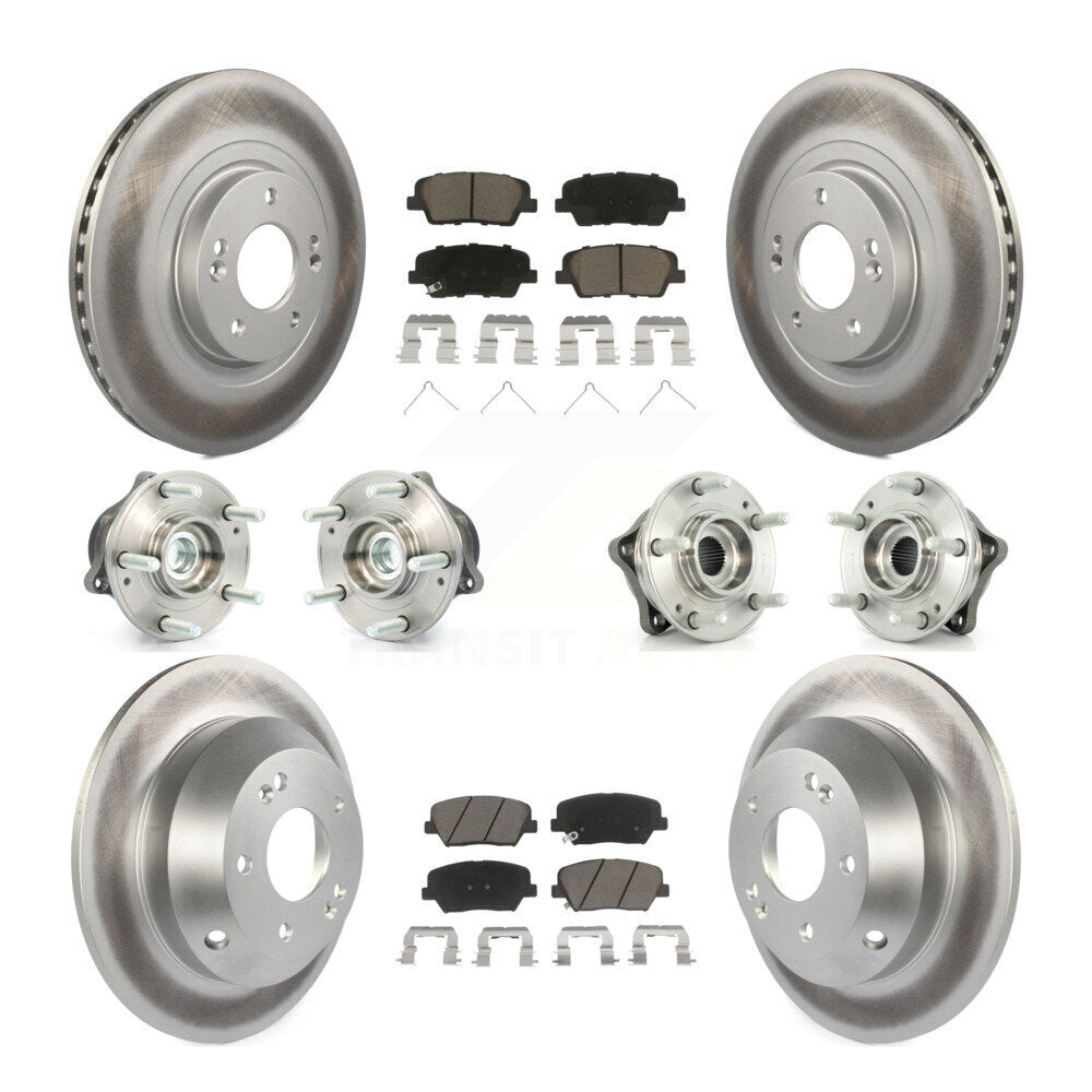 Hub Bearing Coat Brake Rotor Pad Front Rear Kit (10Pc) For 14-15 Kia Sorento FWD