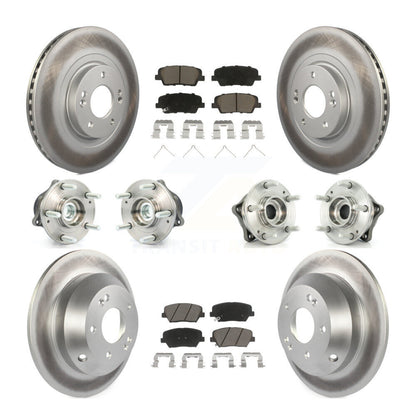 Hub Bearing Coat Brake Rotor Pad Front Rear Kit (10Pc) For 14-15 Kia Sorento FWD