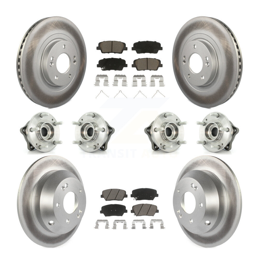 Hub Bearing Coat Brake Rotor Pad Front Rear Kit (10Pc) For 14-15 Kia Sorento AWD