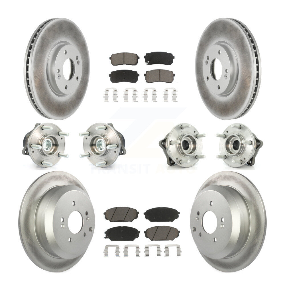 Hub Bearing Coat Brake Rotor Pads Front Rear Kit (10Pc) For Hyundai Veracruz FWD