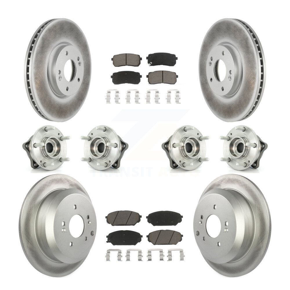 Hub Bearing Coat Brake Rotor Pads Front Rear Kit (10Pc) For Hyundai Veracruz AWD