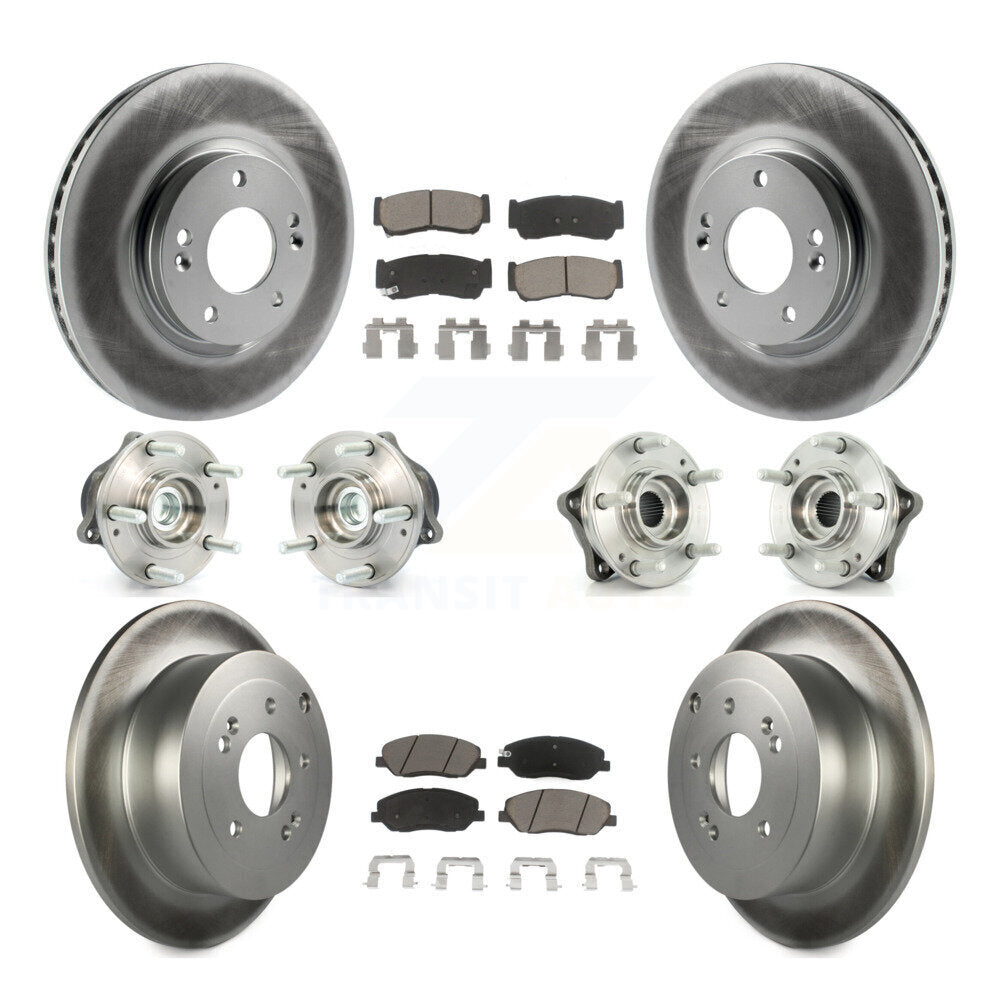 Hub Bearing Coat Brake Rotor Pads Front Rear Kit (10Pc) For Hyundai Santa Fe FWD