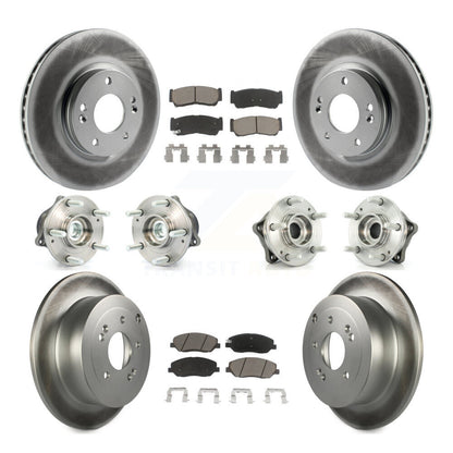 Hub Bearing Coat Brake Rotor Pads Front Rear Kit (10Pc) For Hyundai Santa Fe FWD