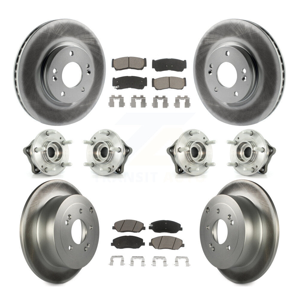 Hub Bearing Coat Brake Rotor Pads Front Rear Kit (10Pc) For Hyundai Santa Fe AWD