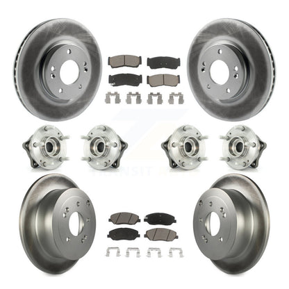 Hub Bearing Coat Brake Rotor Pads Front Rear Kit (10Pc) For Hyundai Santa Fe AWD