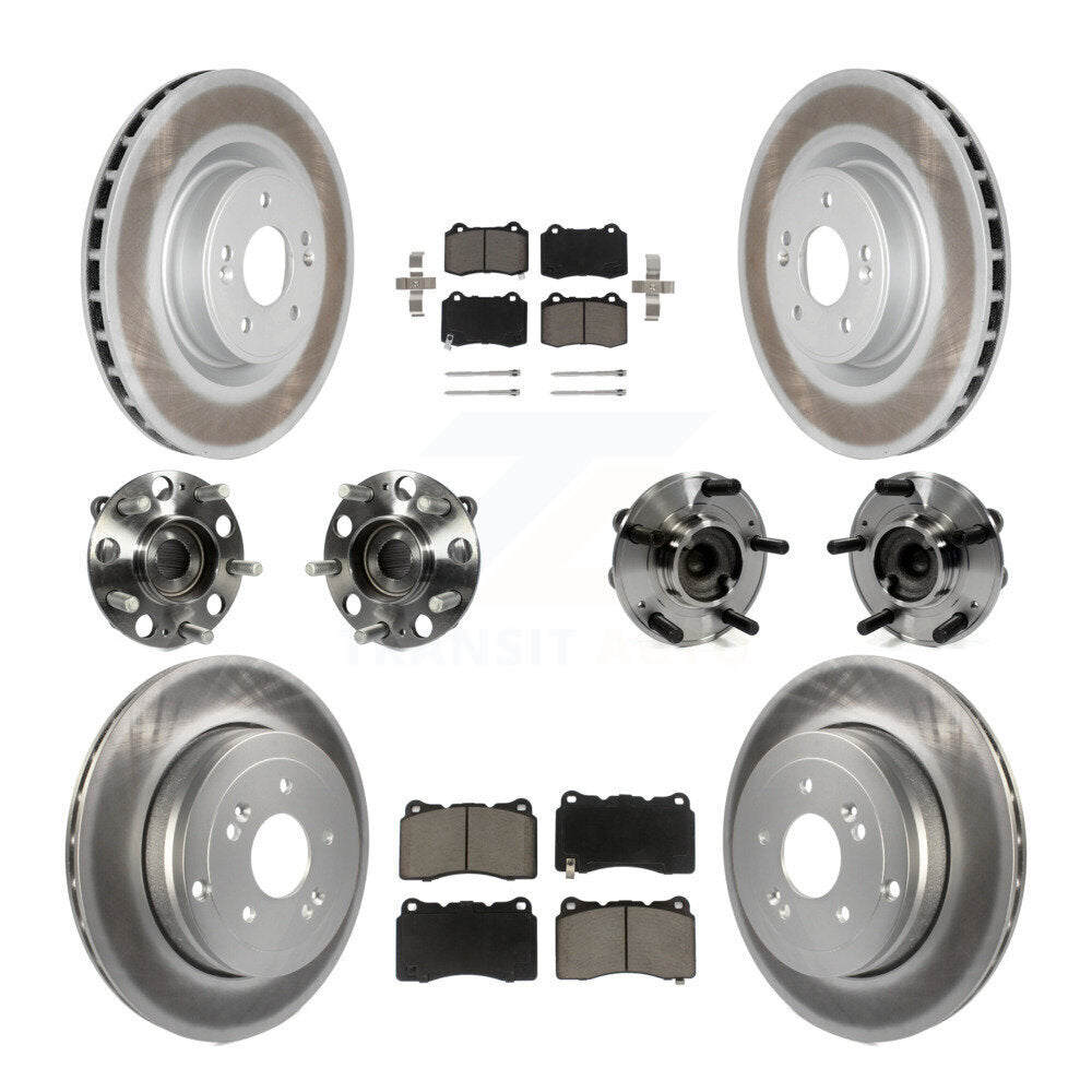 Hub Bearing Coat Brake Rotor Pad Front Rear Kit (10Pc) For Hyundai Genesis Coupe