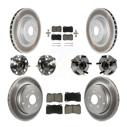 Hub Bearing Coat Brake Rotor Pad Front Rear Kit (10Pc) For Hyundai Genesis Coupe