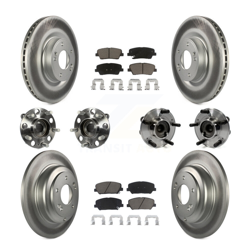Hub Bearing Coat Brake Rotor Pad Front Rear Kit (10Pc) For Hyundai Genesis Coupe
