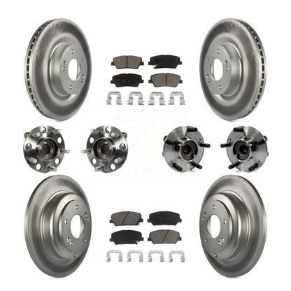 Hub Bearing Coat Brake Rotor Pad Front Rear Kit (10Pc) For Hyundai Genesis Coupe