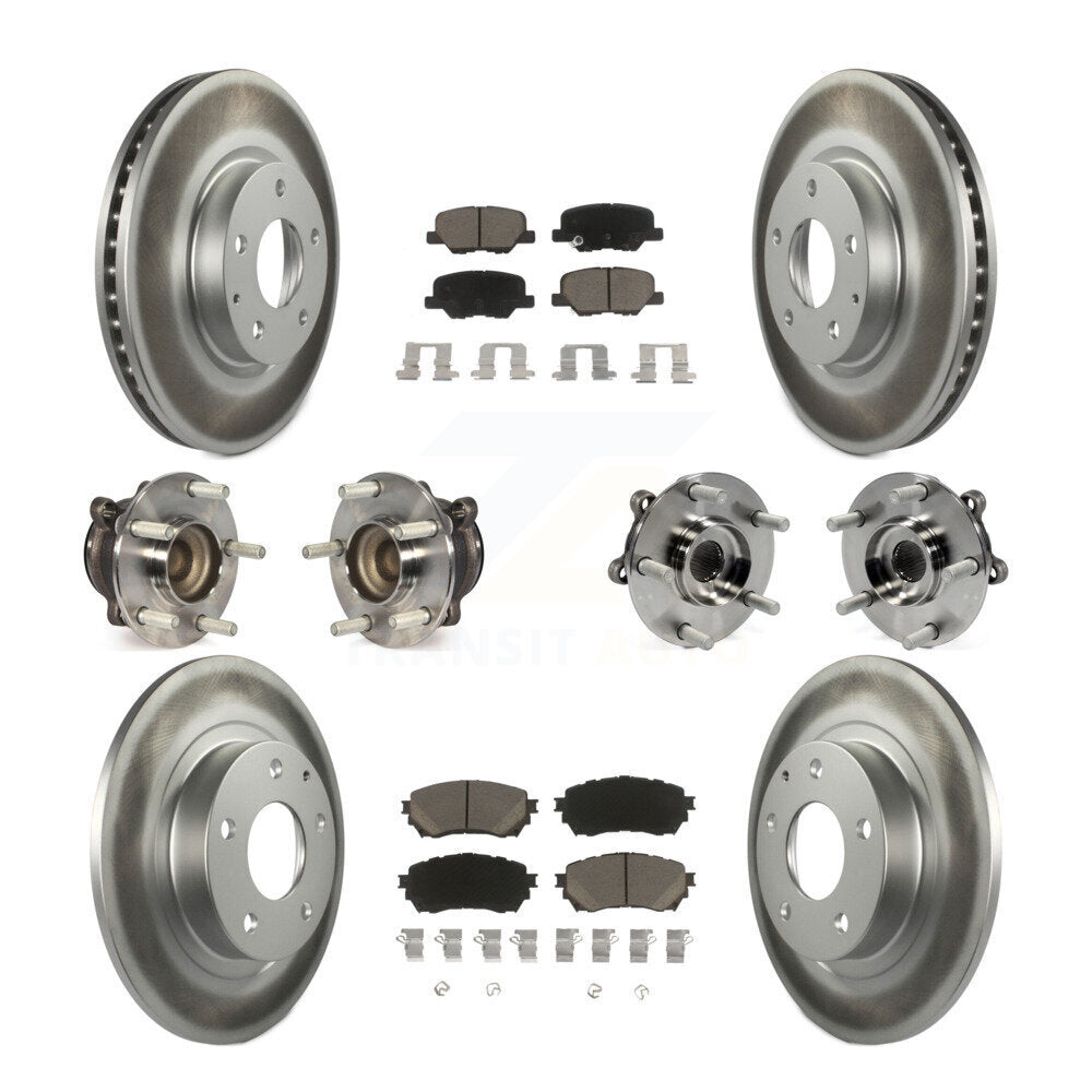 Hub Bearings Coated Disc Brake Rotors And Pads Front Rear Kit (10Pc) For Mazda 6