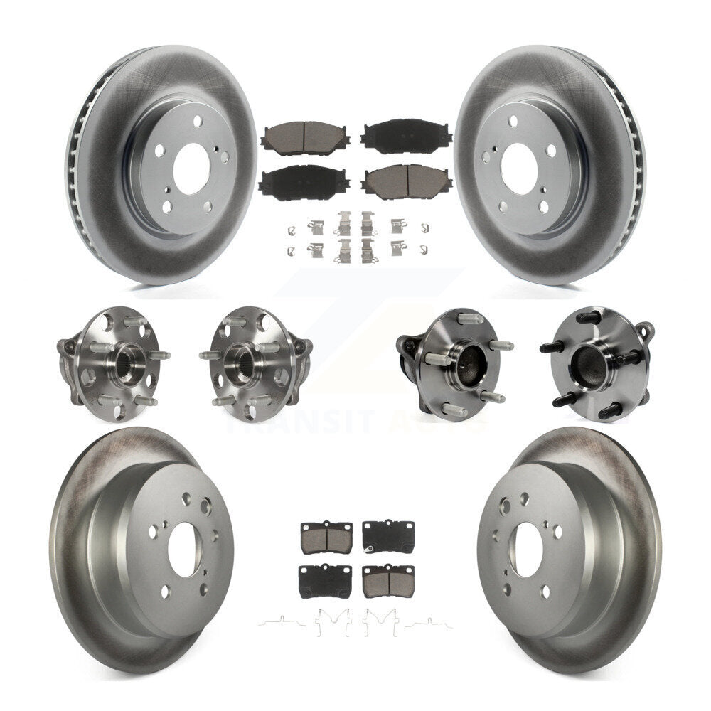 Hub Bearing Coated Disc Brake Rotor & Pads Front Rear Kit (10Pc) For Lexus IS250