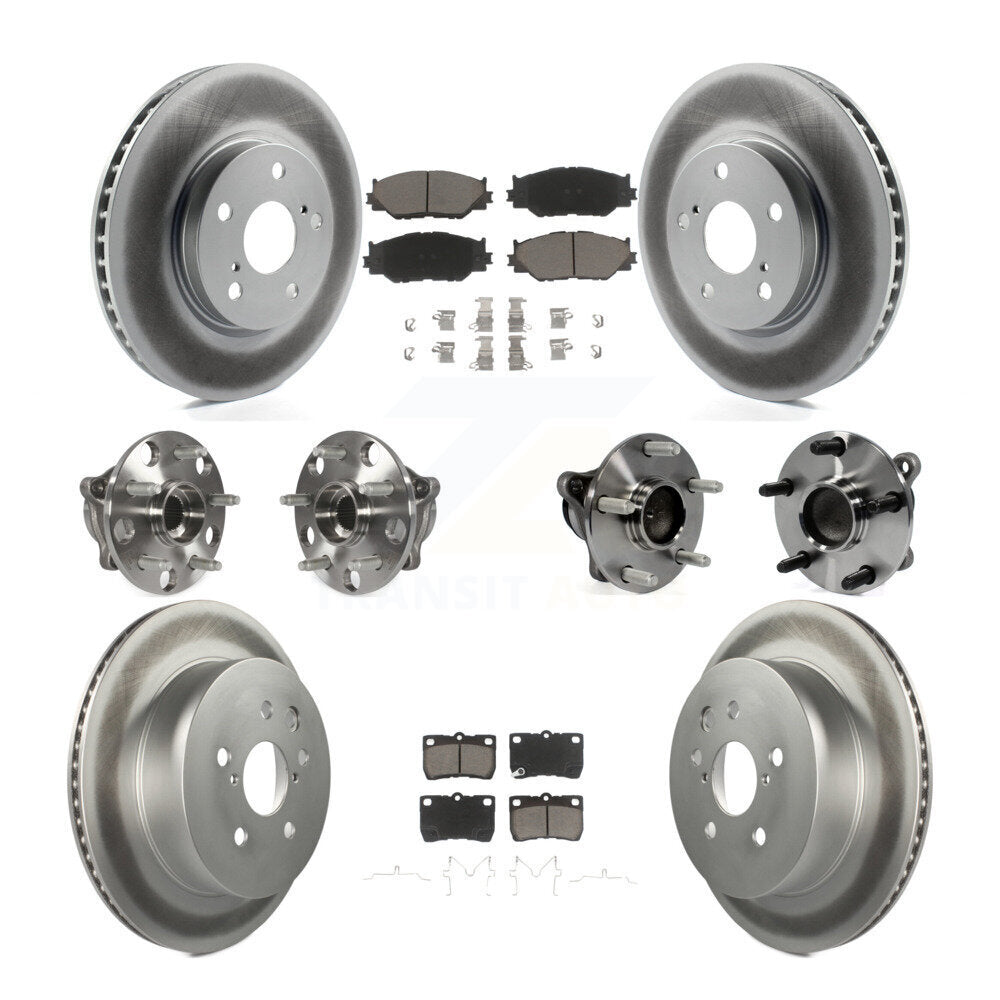 Hub Bearing Coated Disc Brake Rotor & Pads Front Rear Kit (10Pc) For Lexus IS250