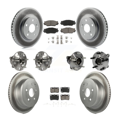 Hub Bearing Coated Disc Brake Rotor & Pads Front Rear Kit (10Pc) For Lexus IS250