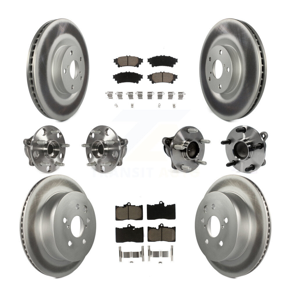 Hub Bearing Coated Disc Brake Rotor & Pads Front Rear Kit (10Pc) For Lexus IS350