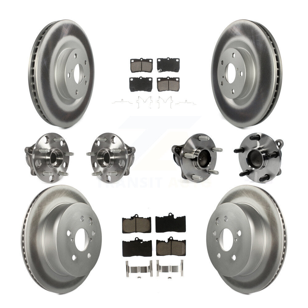Hub Bearing Coated Brake Rotor & Pad Front Rear Kit (10Pc) For Lexus IS350 GS350