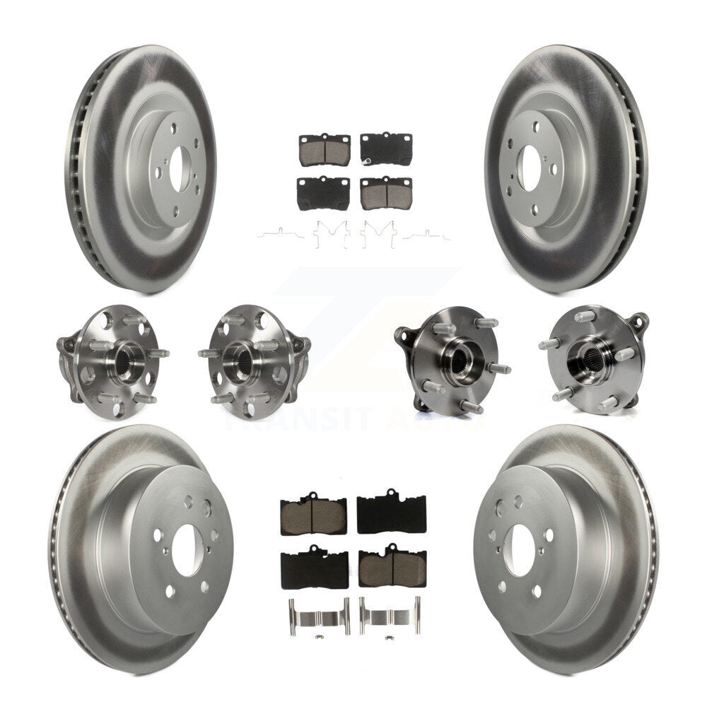 Hub Bearing Coated Brake Rotor & Pad Front Rear Kit (10Pc) For Lexus GS350 IS350