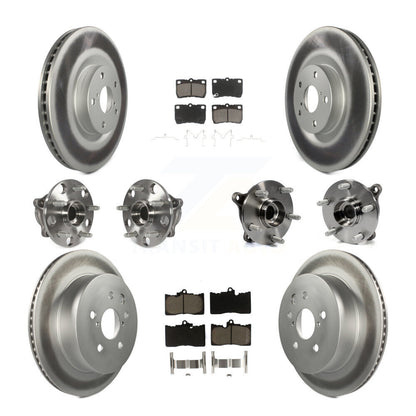 Hub Bearing Coated Brake Rotor & Pad Front Rear Kit (10Pc) For Lexus GS350 IS350