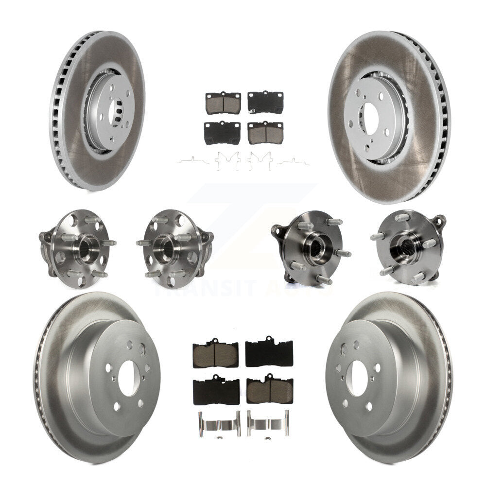 Hub Bearing Coated Disc Brake Rotor & Pads Front Rear Kit (10Pc) For Lexus IS350