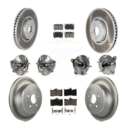 Hub Bearing Coated Disc Brake Rotor & Pads Front Rear Kit (10Pc) For Lexus IS350