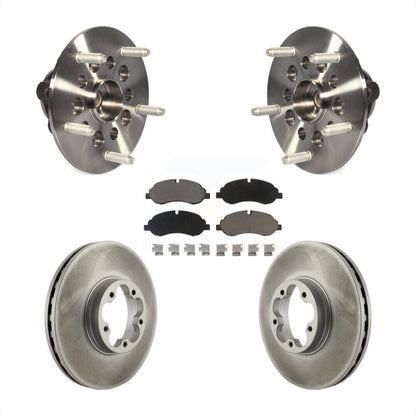 Hub Bearing Assembly Coated Brake Rotor & Pads Front Kit For Ford Transit-350 HD