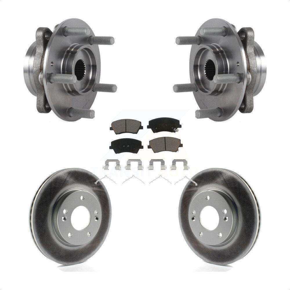 Hub Bearing Assembly Coated Disc Brake Rotor & Pad Front Kit For Hyundai Elantra