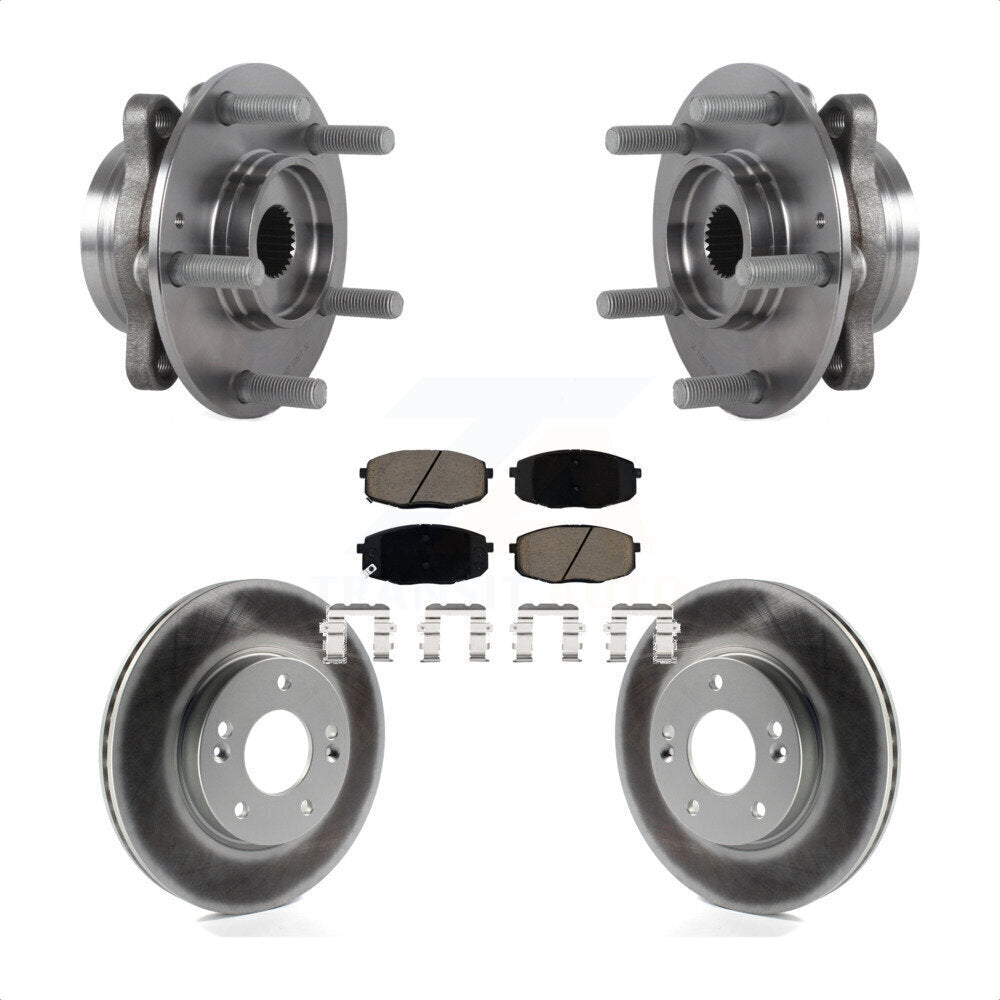 Hub Bearing Coated Brake Rotor & Pads Front Kit For Kia Forte Hyundai Elantra GT