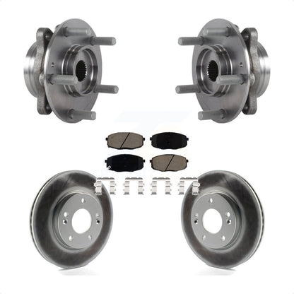 Hub Bearing Coated Brake Rotor & Pads Front Kit For Kia Forte Hyundai Elantra GT