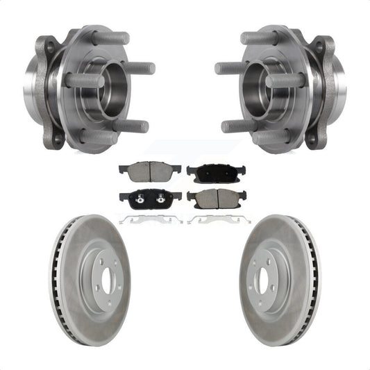 Hub Bearing Assembly Coated Brake Rotor & Pads Front Kit For Lincoln Continental