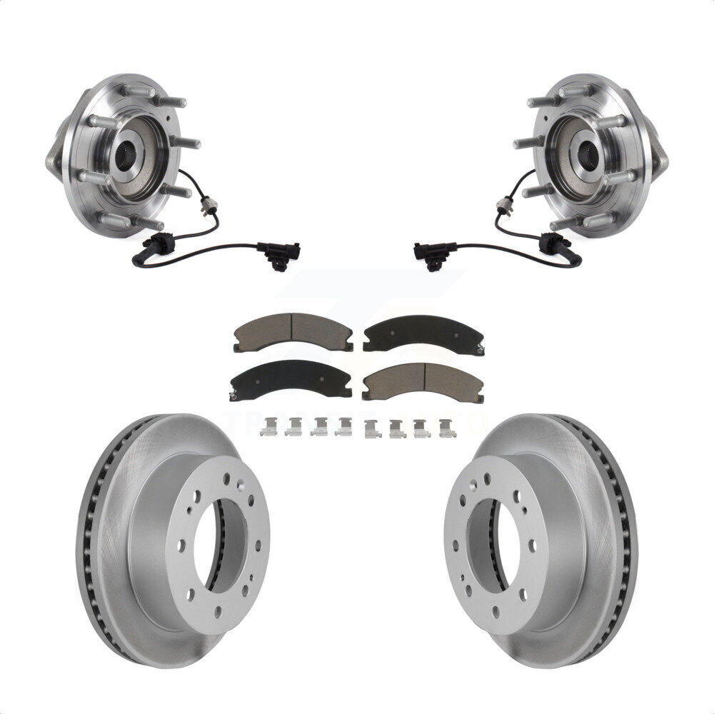 Hub Bearing Coat Brake Rotor Pads Front Kit For GMC Sierra 3500 HD Chevrolet 4WD