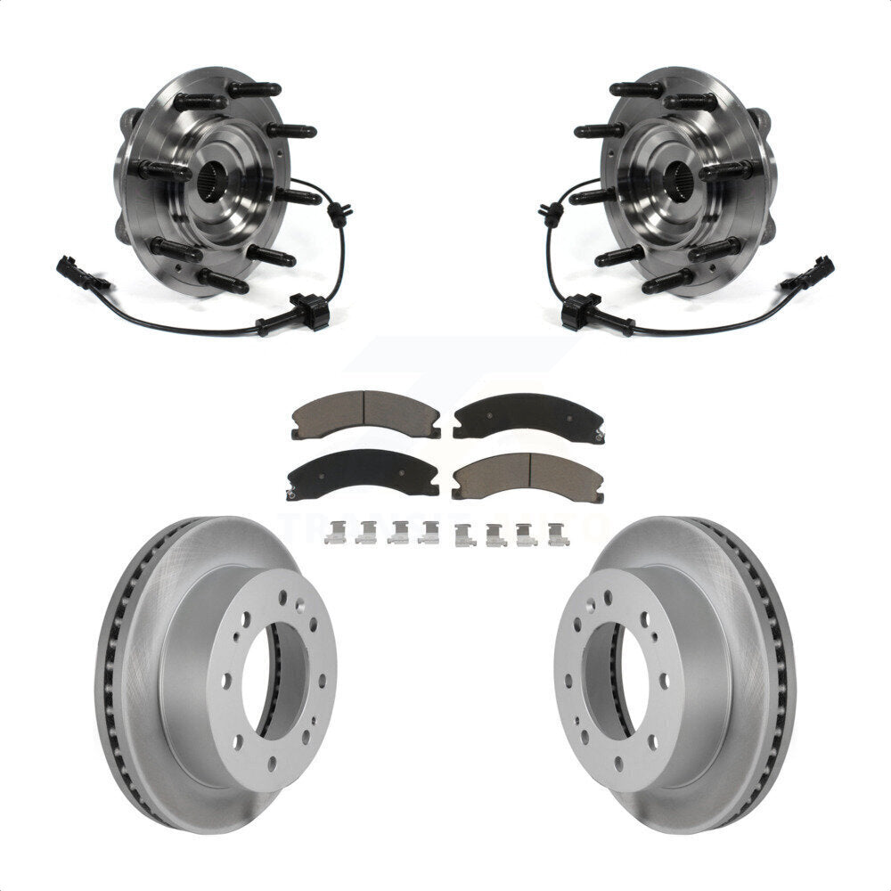 Hub Bearing Coat Brake Rotor Pad Front Kit For GMC Chevrolet Sierra 2500 HD 3500