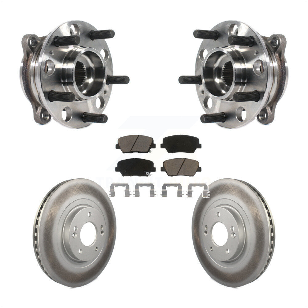 Hub Bearing Coated Brake Rotor & Pads Front Kit For Kia Sorento Hyundai Santa Fe