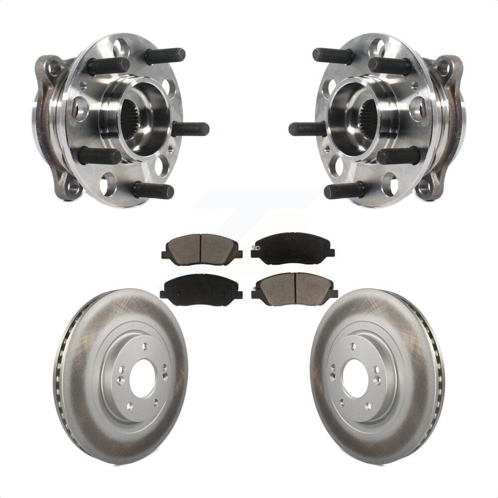 Hub Bearing Assembly Coated Brake Rotor & Pads Front Kit For Hyundai Santa Fe XL
