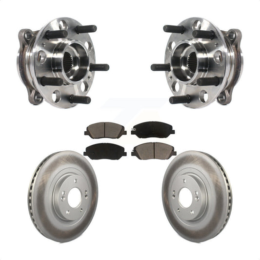 Hub Bearing Assembly Coated Brake Rotor & Pads Front Kit For Hyundai Santa Fe XL