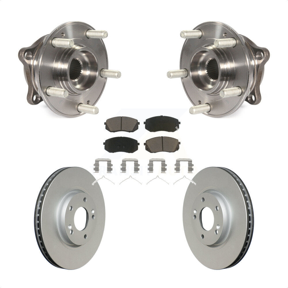 Hub Bearing Assembly Coated Disc Brake Rotor & Pads Front Kit For Hyundai Sonata