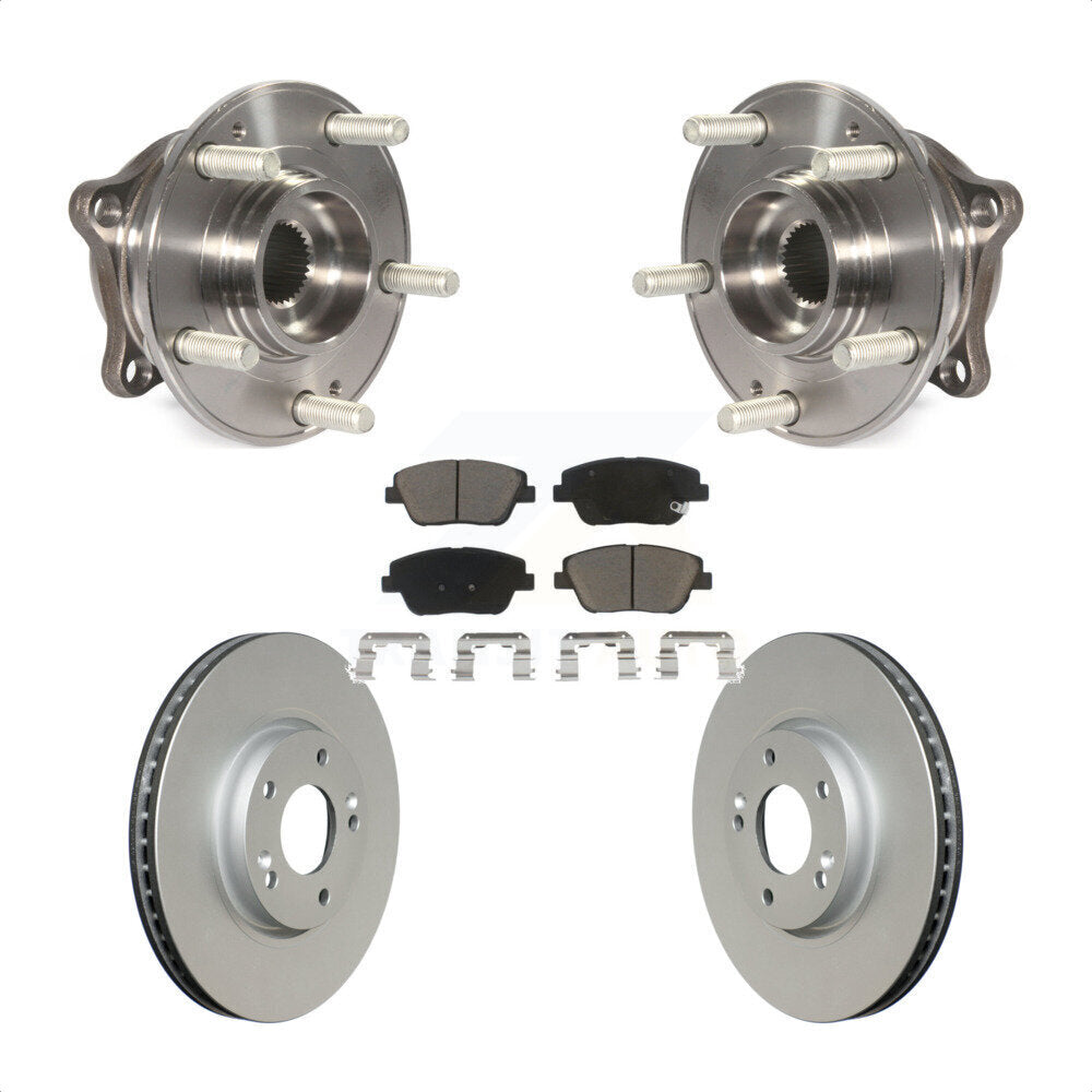 Hub Bearing Assembly Coated Disc Brake Rotor & Pads Front Kit For Hyundai Sonata