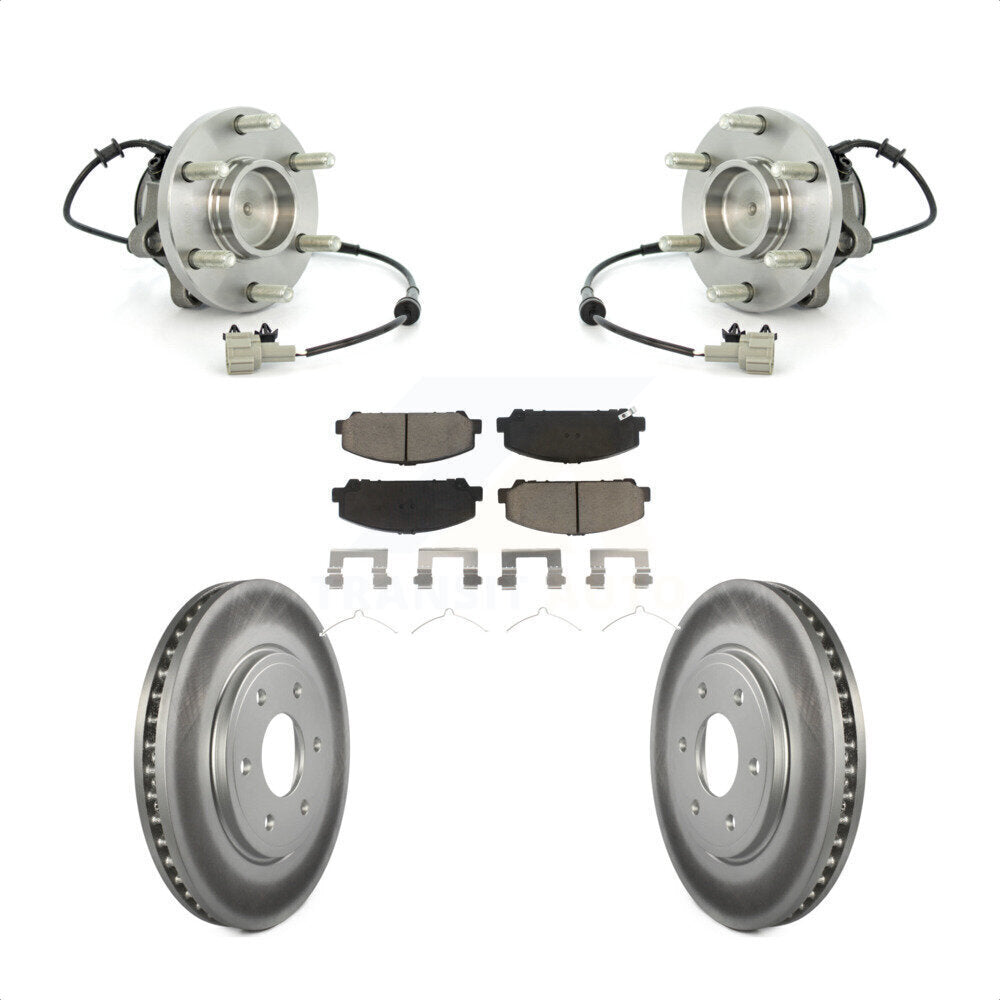 Hub Bearing Assembly Coated Disc Brake Rotor & Pads Front Kit For Suzuki Equator
