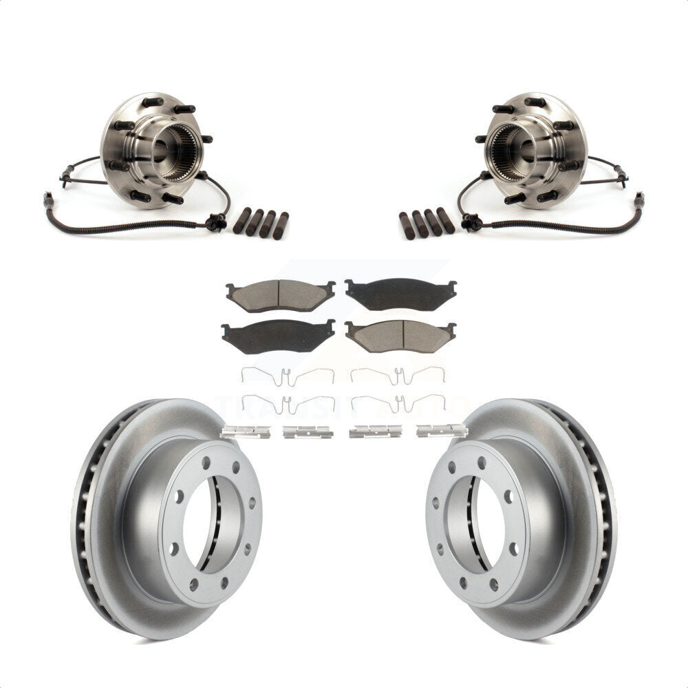 Hub Bearing Assembly Coated Brake Rotor Pads Front Kit For Ford F-550 Super Duty