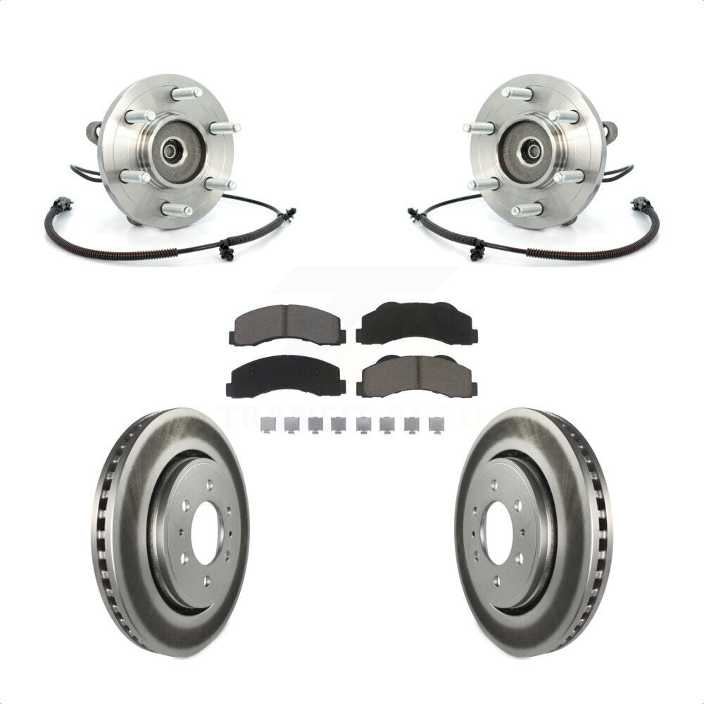 Hub Bearing Coated Brake Rotor & Pad Front Kit For Ford F-150 Expedition Lincoln