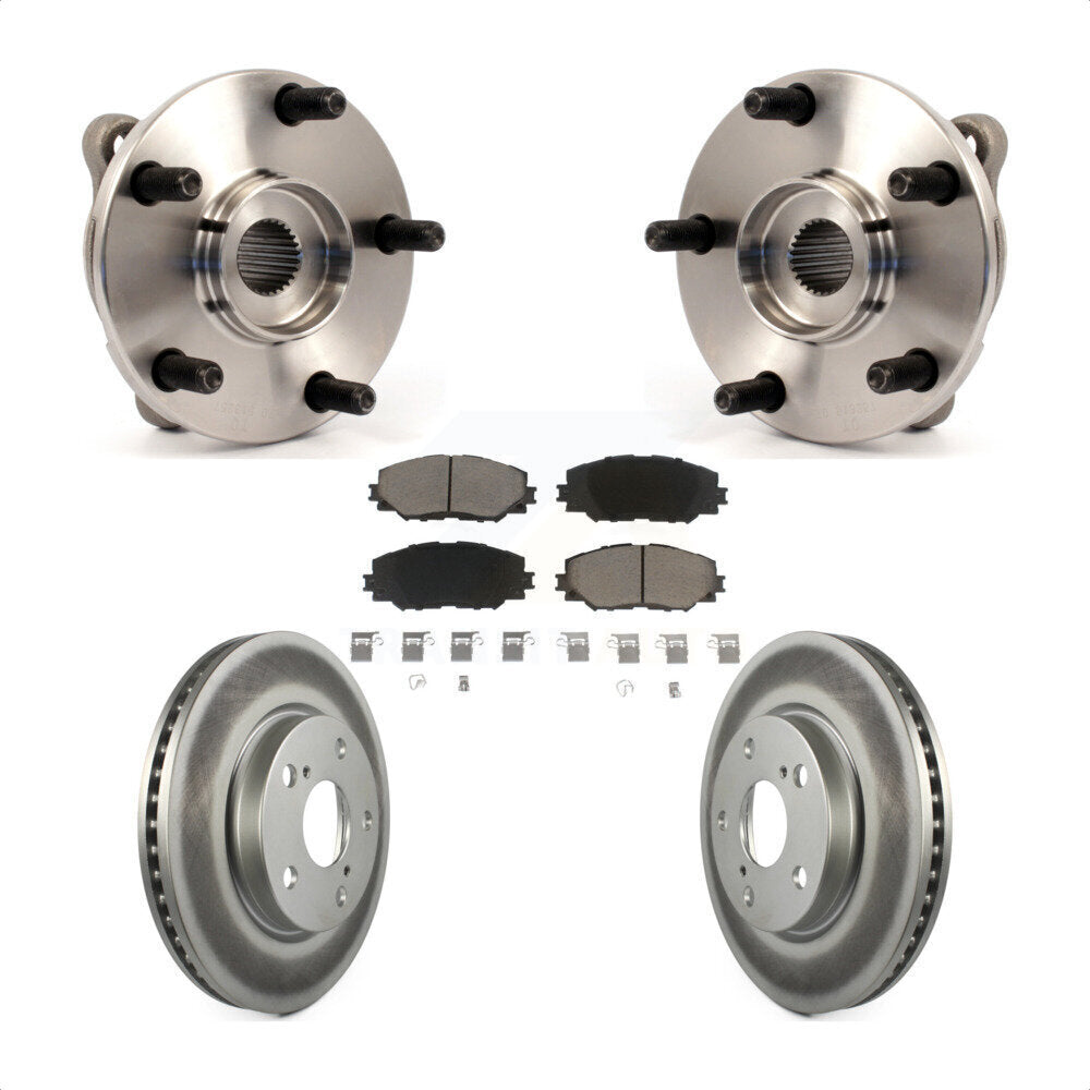 Hub Bearing Coated Brake Rotor & Pads Front Kit For Toyota RAV4 Prius V Scion xB