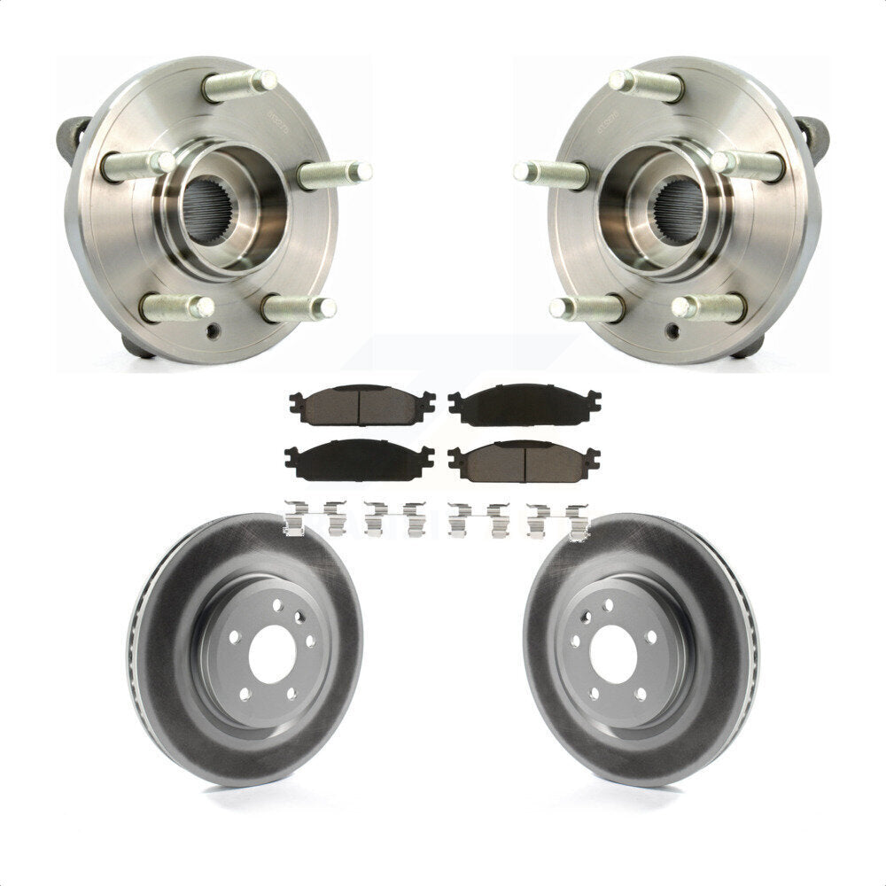 Hub Bearing Assembly Coated Brake Rotor Pads Front Kit For 2009-2010 Lincoln MKS