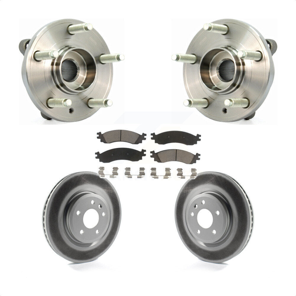 Hub Bearing Coated Disc Brake Rotor Pads Front Kit For 2010-2012 Ford Taurus SHO