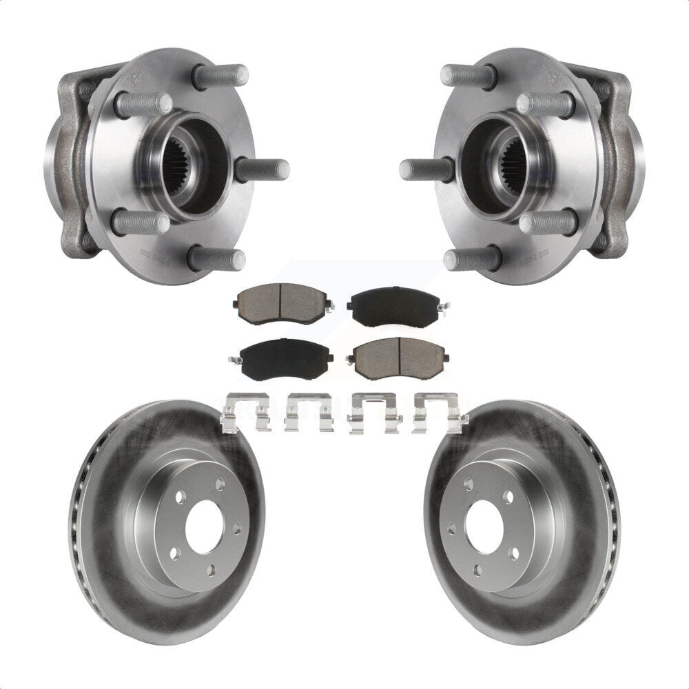 Hub Bearing Assembly Coated Disc Brake Rotor & Pads Front Kit For Subaru Impreza
