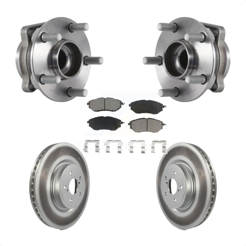 Hub Bearing Assembly Coated Brake Rotor & Pad Front Kit For Subaru Forester 2.0L