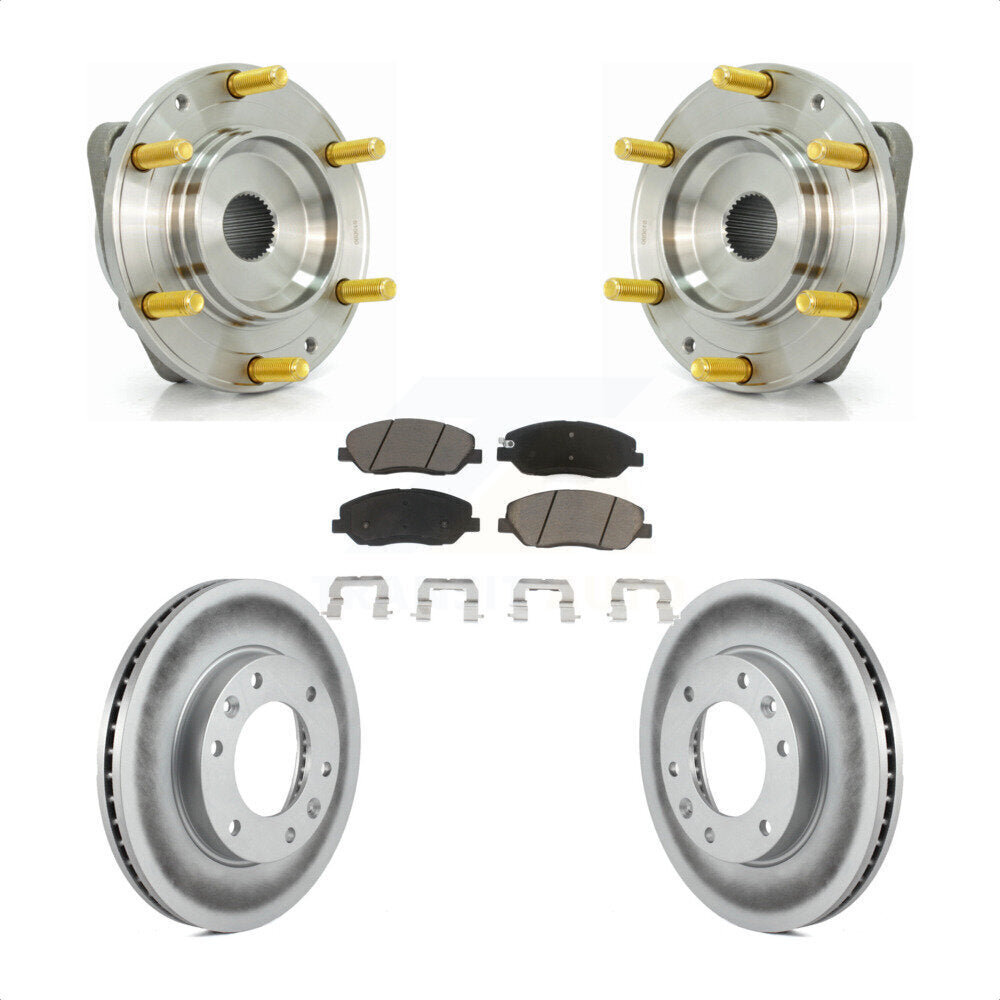 Hub Bearing Coated Brake Rotor & Pads Front Kit For Kia Sedona Hyundai Entourage