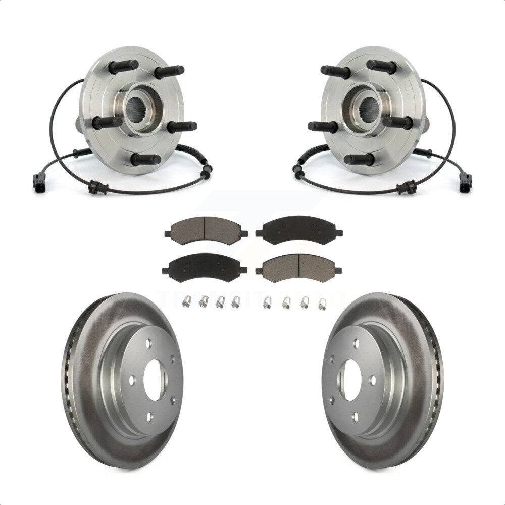 Hub Bearing Assembly Coated Disc Brake Rotor & Pads Front Kit For Dodge Ram 1500