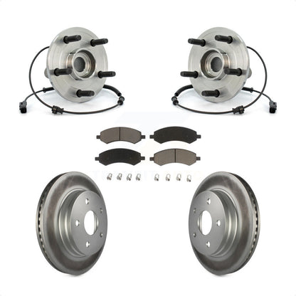 Hub Bearing Assembly Coated Disc Brake Rotor & Pads Front Kit For Dodge Ram 1500