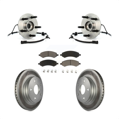 Hub Bearing Assembly Coated Disc Brake Rotor & Pads Front Kit For Dodge Ram 1500