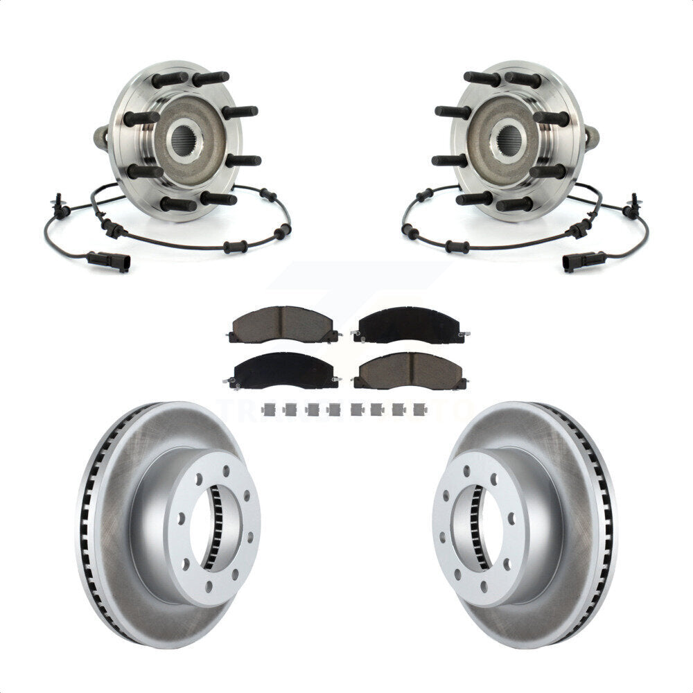 Hub Bearing Assembly Coat Brake Rotor Pads Front Kit For Dodge Ram 2500 3500 4WD