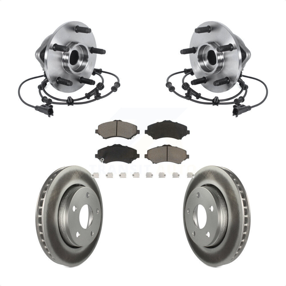 Hub Bearing Assembly Coated Disc Brake Rotor And Pad Front Kit For Jeep Wrangler