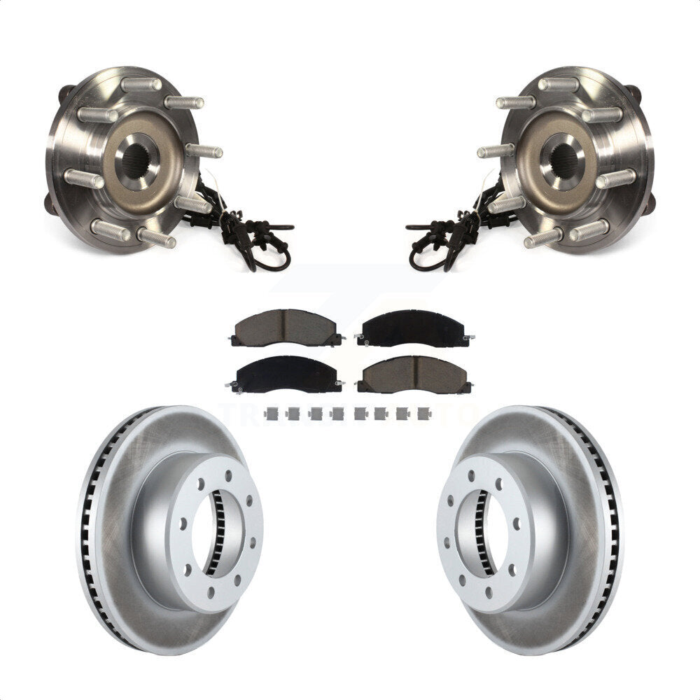 Hub Bearing Assembly Coated Disc Brake Rotor And Pad Front Kit For Ram 2500 3500